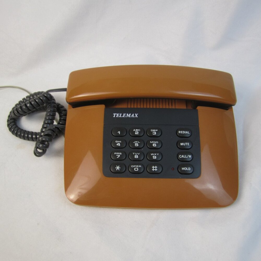 Vintage Brown Telemax CP-173 Push Button Land Line Telephone -Tested,Works